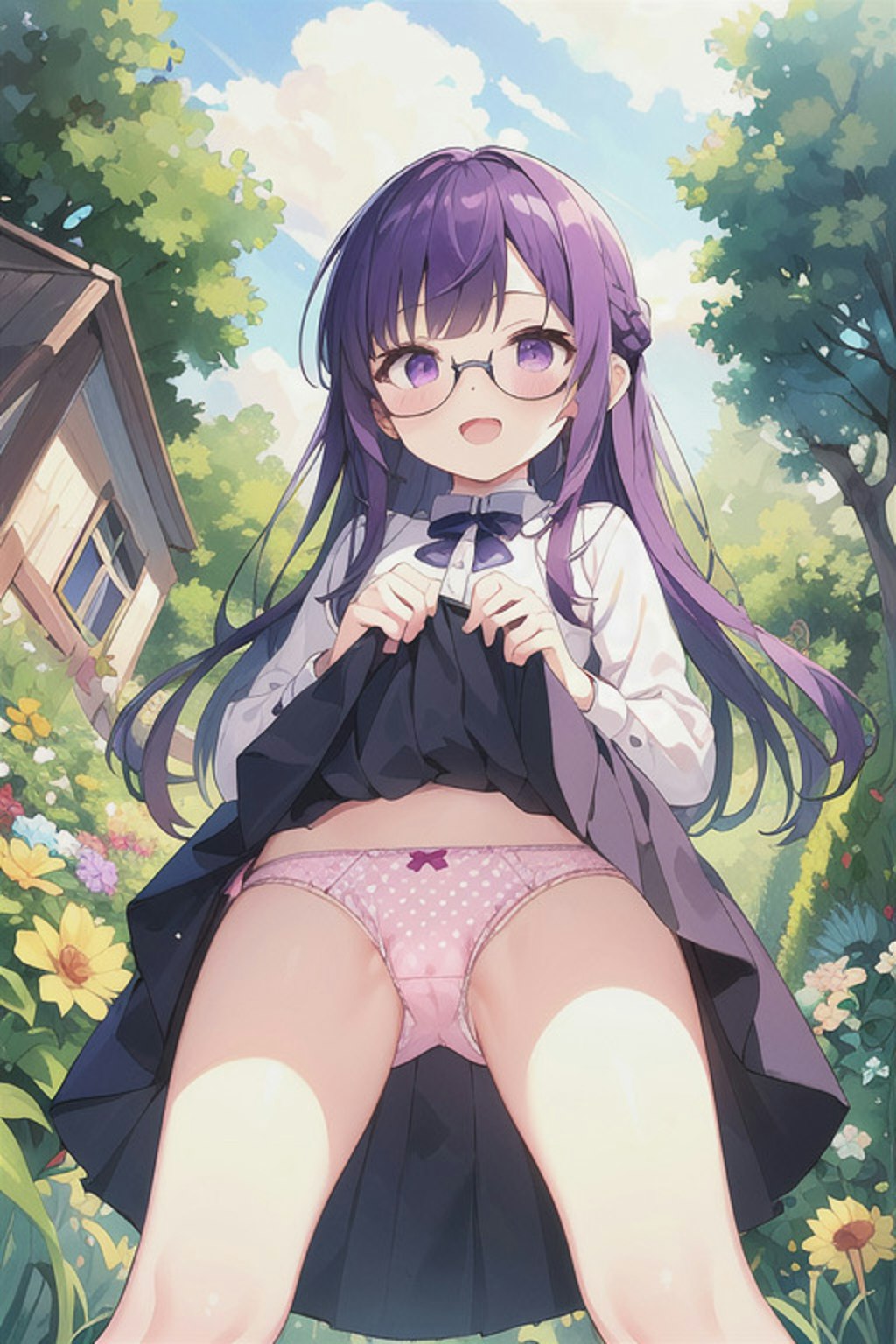 盗撮及びたくし上げパンチラ（👓紫髪少女）