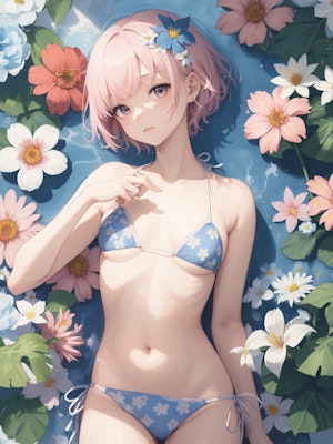 flower and bikini girl