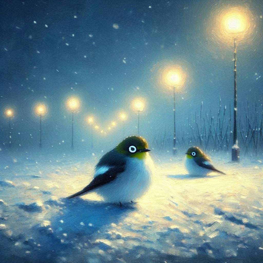 White-eyes at winter dawn