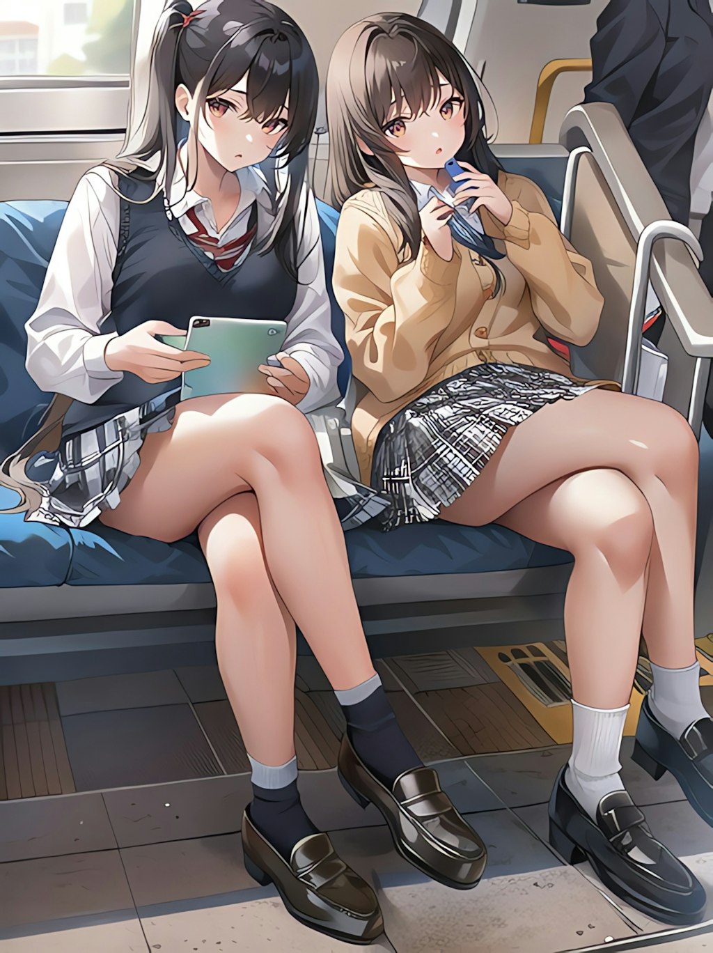 電車で帰る女子高生！