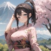 富士と桜と着物