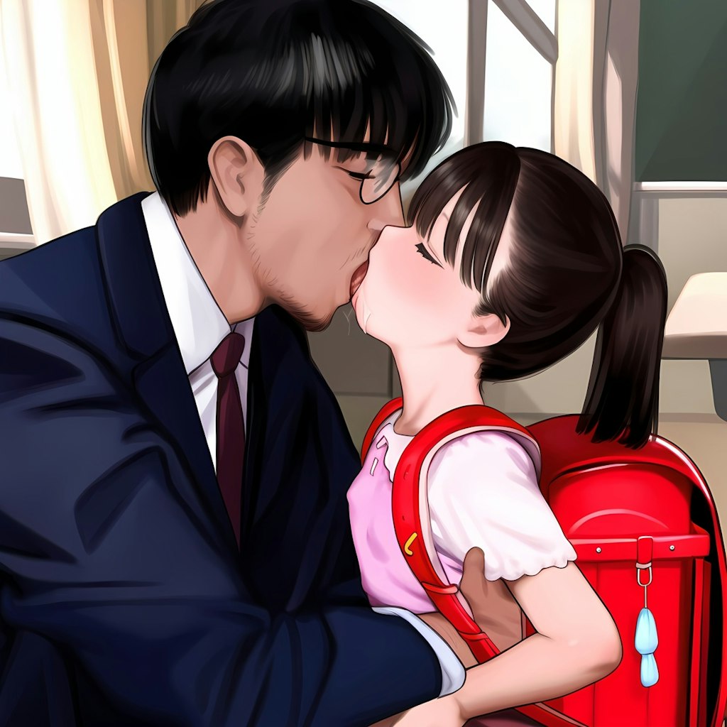 小学生と教師のキス