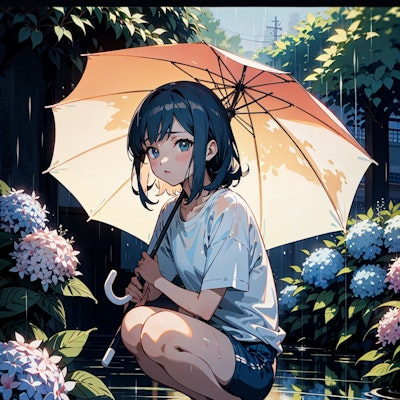雨の日の少女
