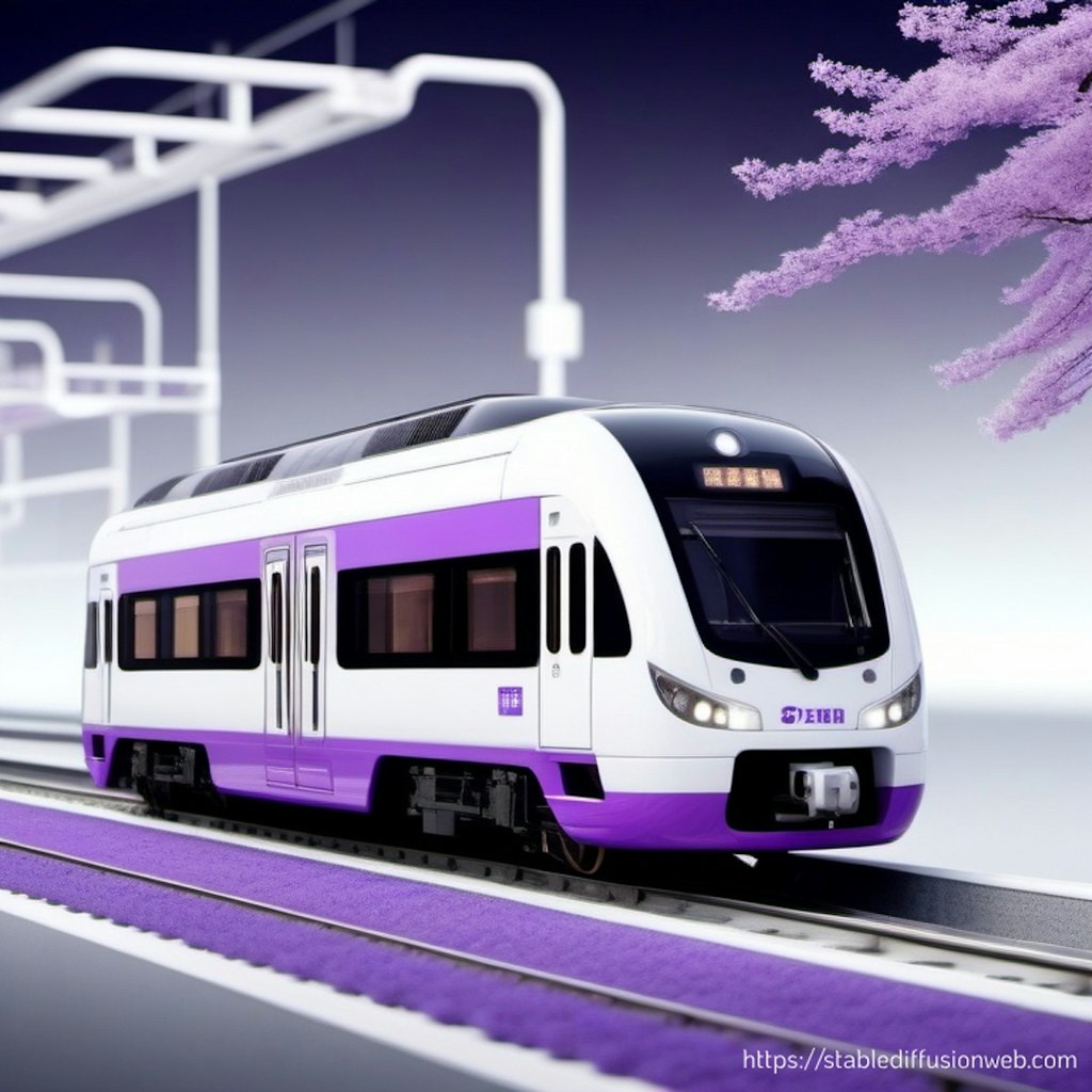 紫色の電車を描いて！