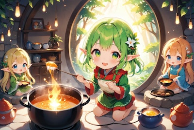Elf preparing a meal 57