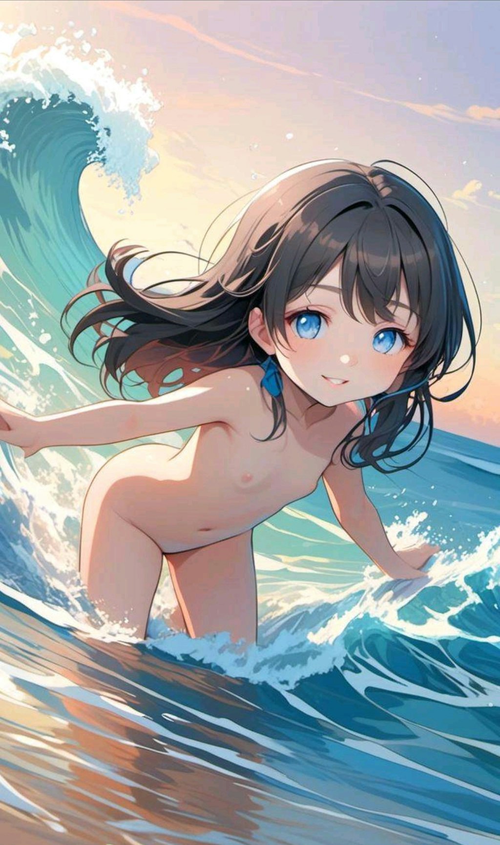 海ではだかで泳ぐロリ