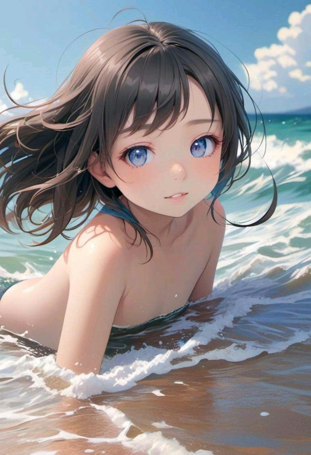 海ではだかで泳ぐロリ