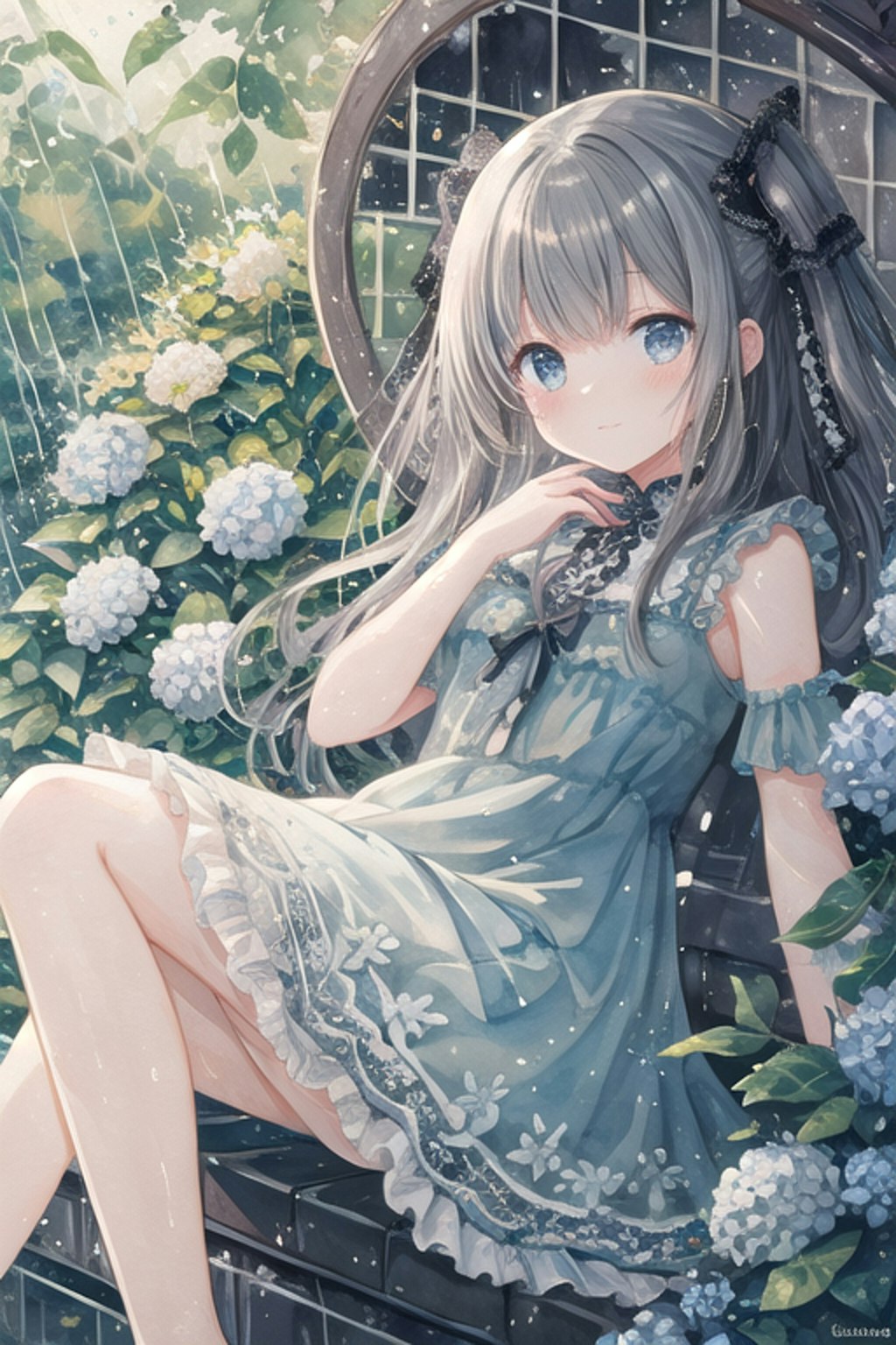 雨の中の少女