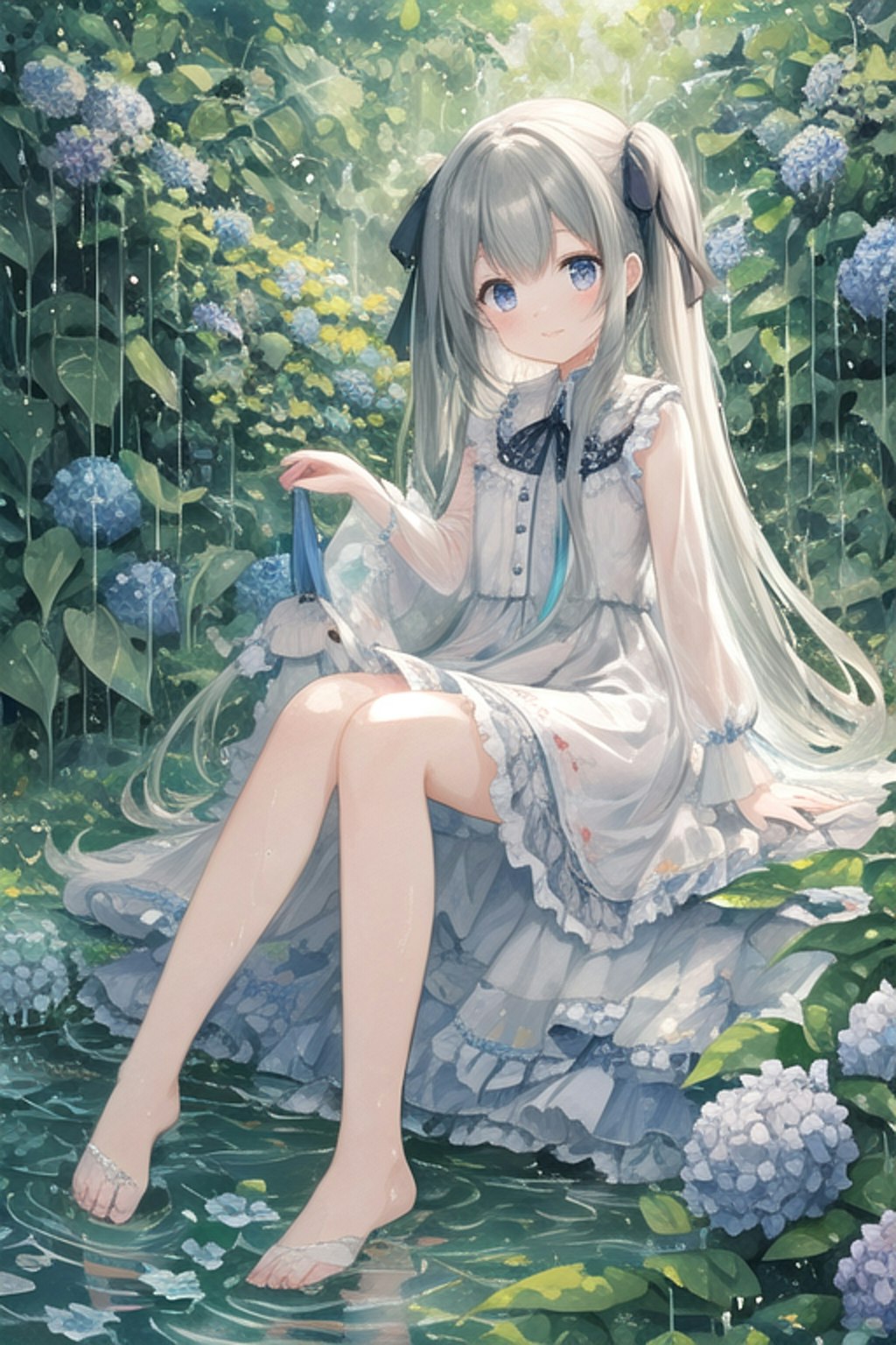 雨の中の少女