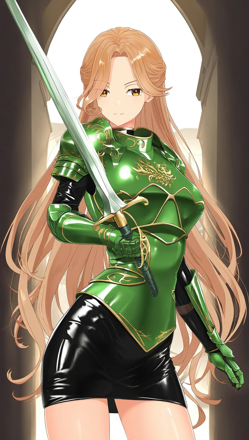 女騎士　緑鎧