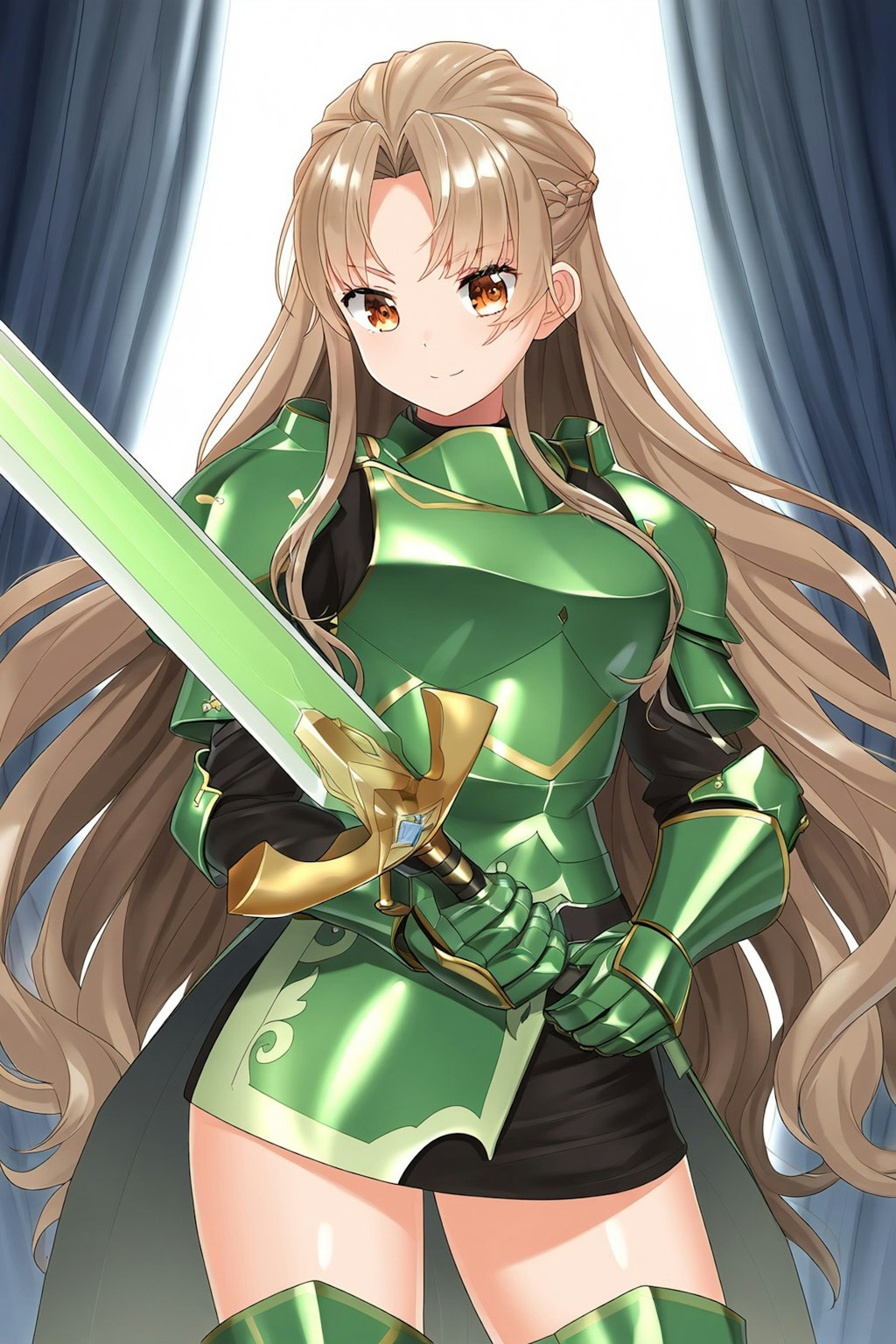 女騎士　緑鎧