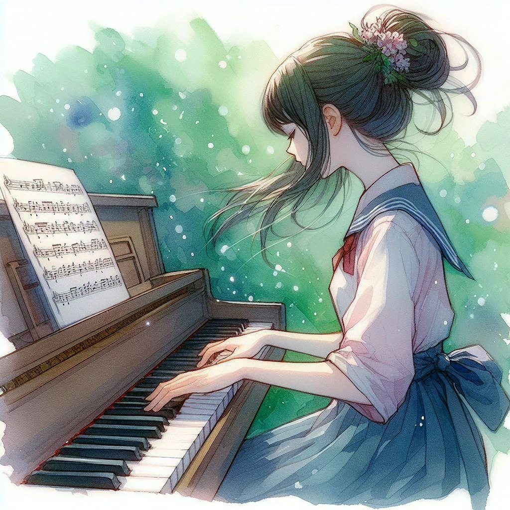 ピアノを弾く少女①