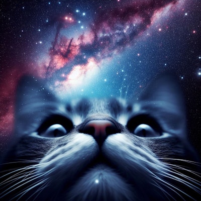 星空の下で踊る猫