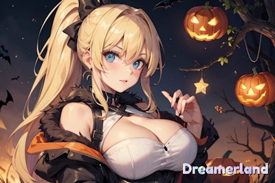 金髪ポニーテール少女のハロウィン