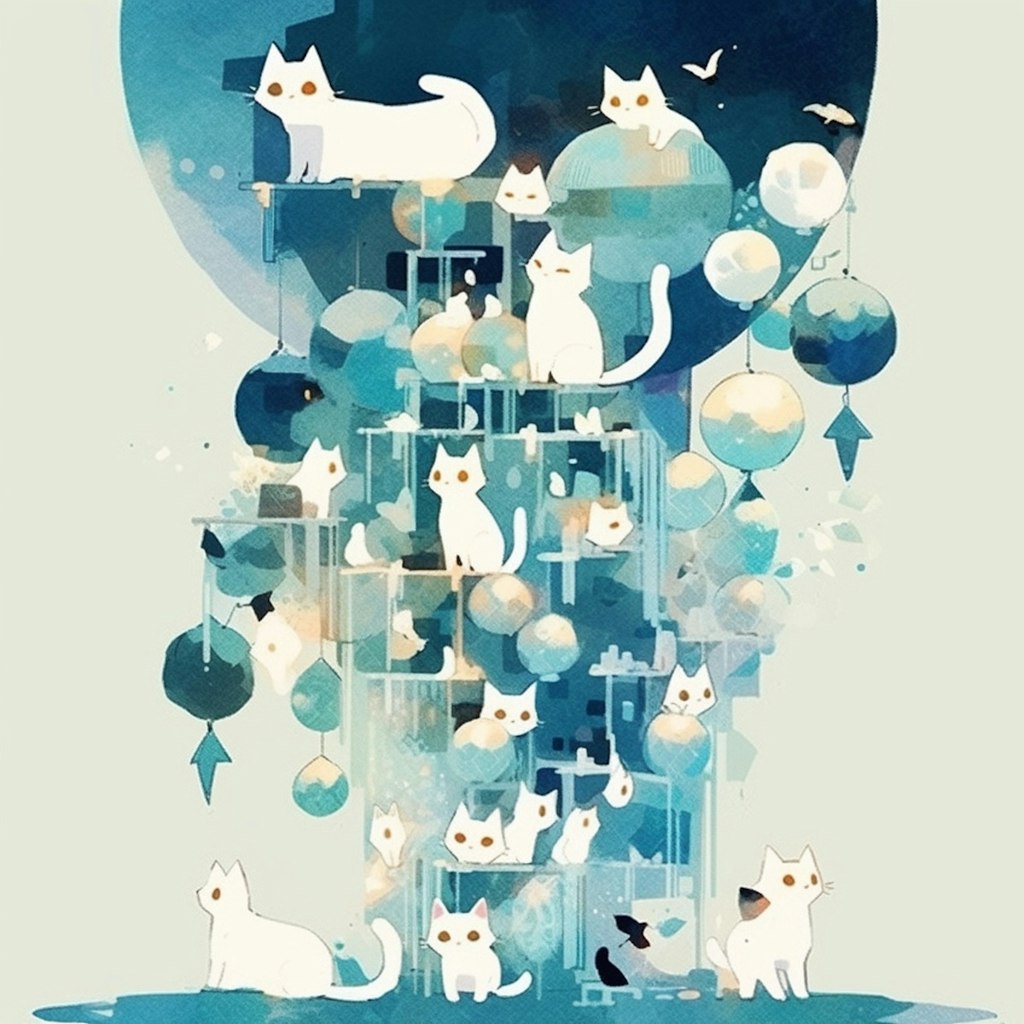 猫と風船，Cats and balloons