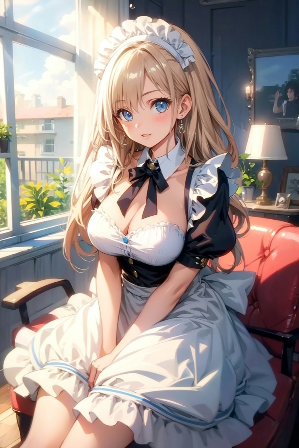 ロングヘアの美少女メイド