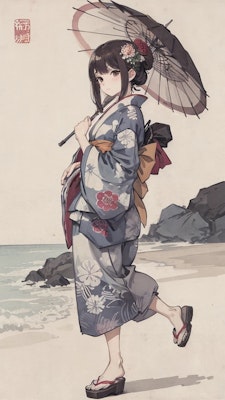 和傘をさす女の子