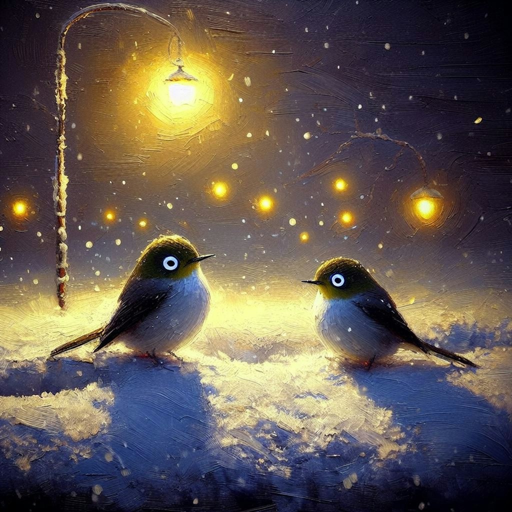 White-eyes in winter night (5)