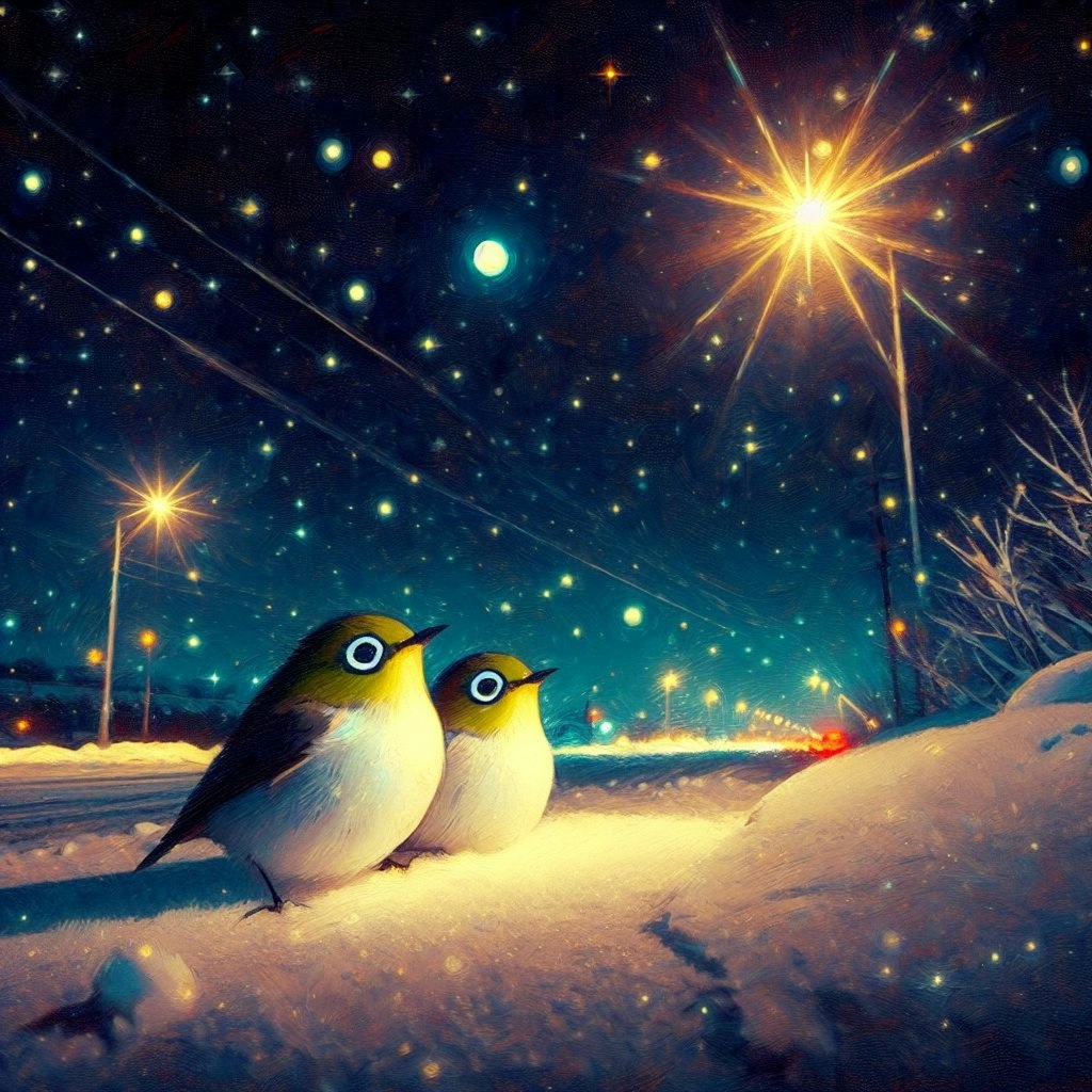 White-eyes in winter night (5)