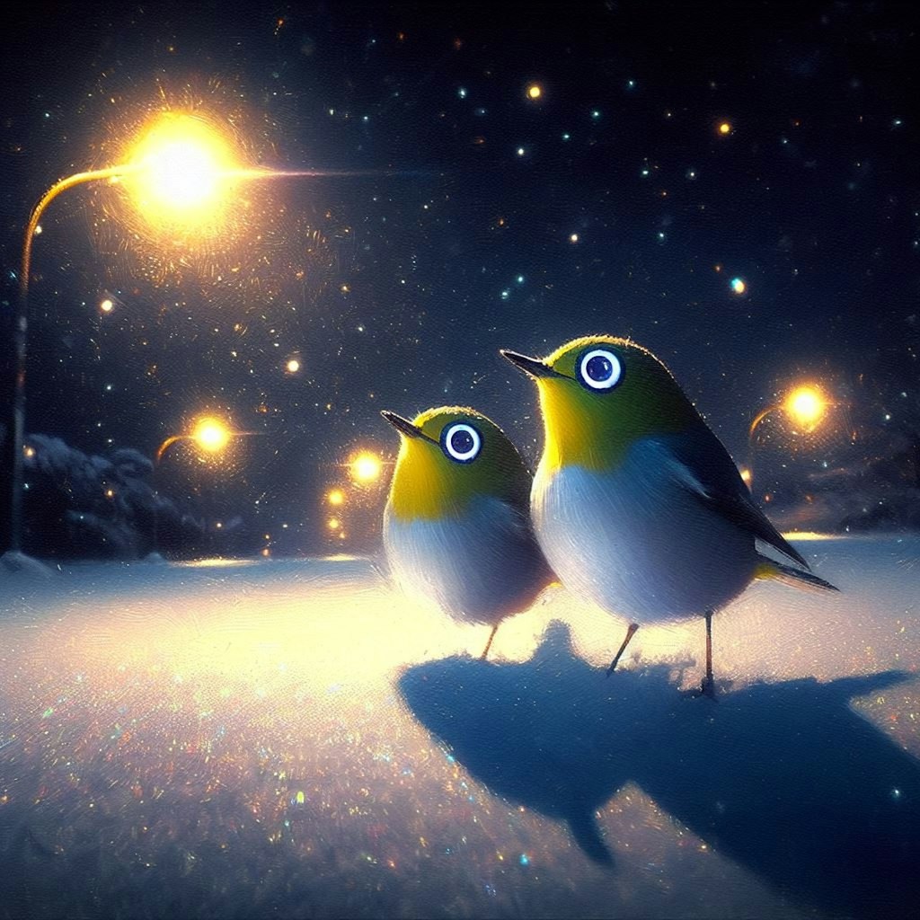 White-eyes in winter night (5)