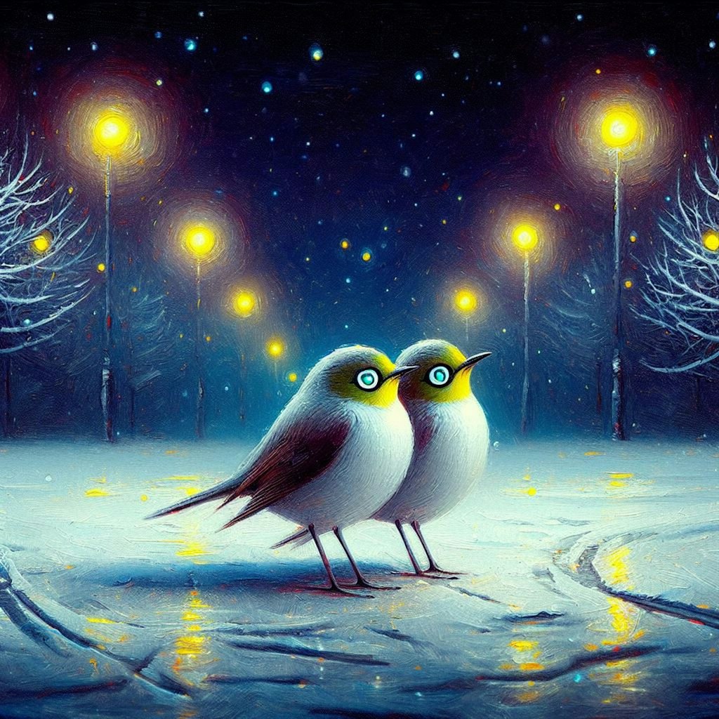 White-eyes in winter night (5)