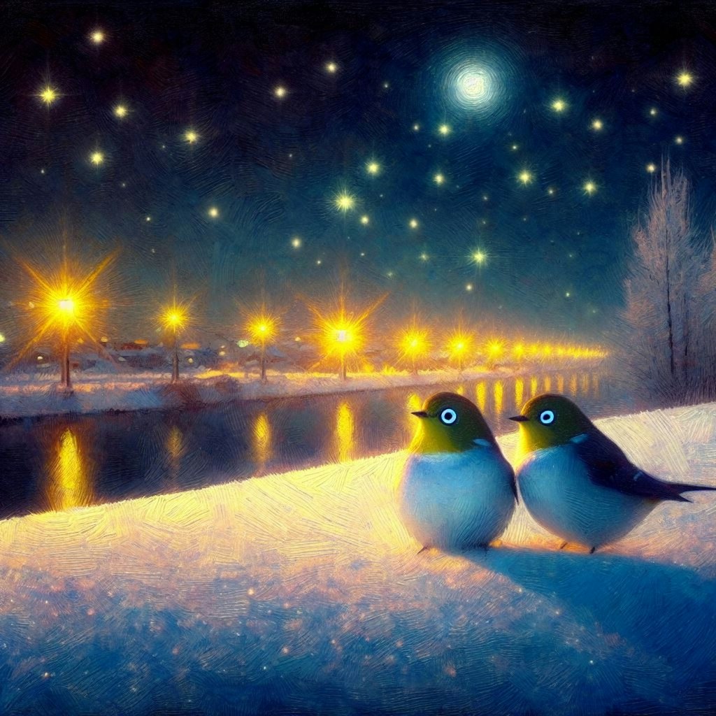 White-eyes in winter night (5)