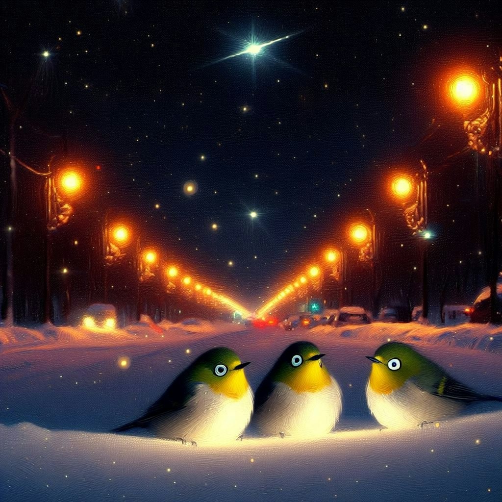 White-eyes in winter night (5)