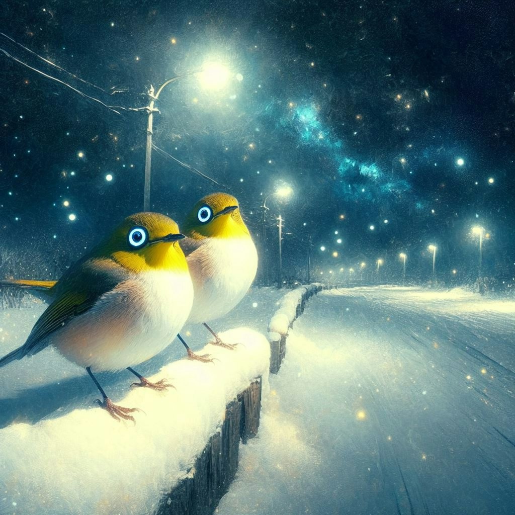 White-eyes in winter night (5)