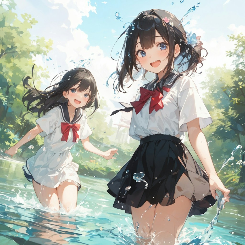 初夏の川遊び