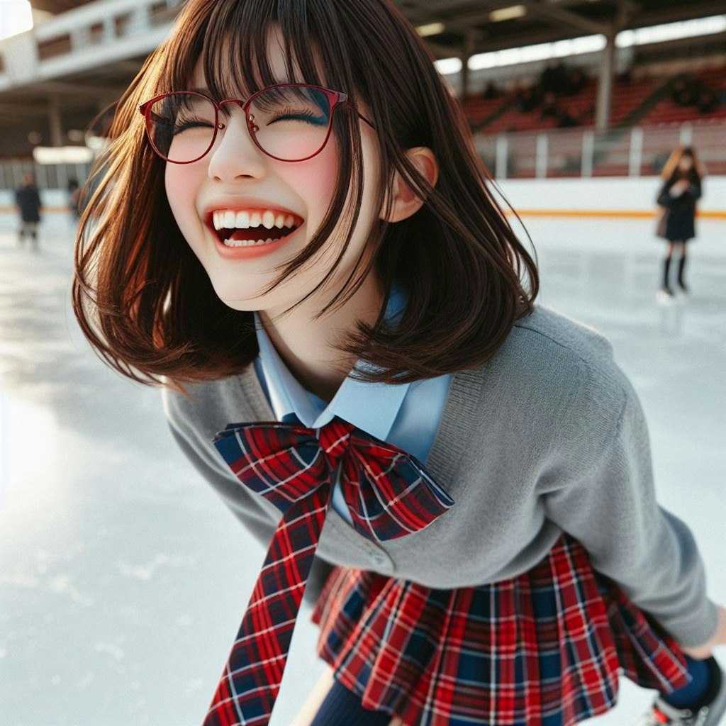 眼鏡女子 楓のアイススケート