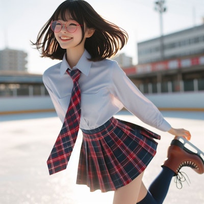 眼鏡女子 楓のアイススケート