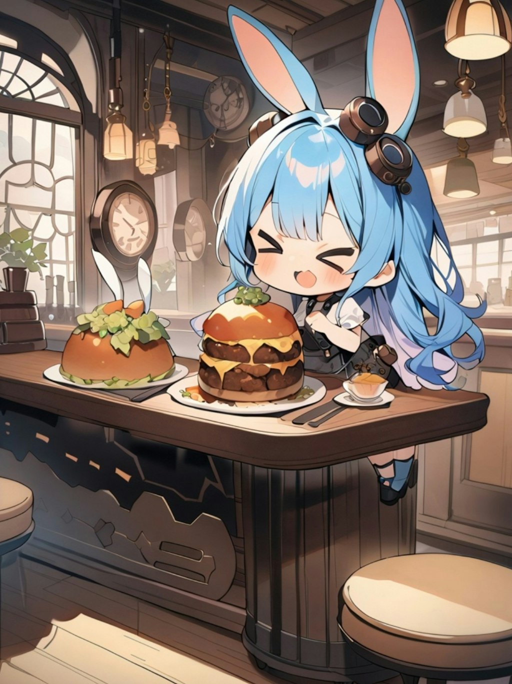 🍔と🐰と青髪ちゃん