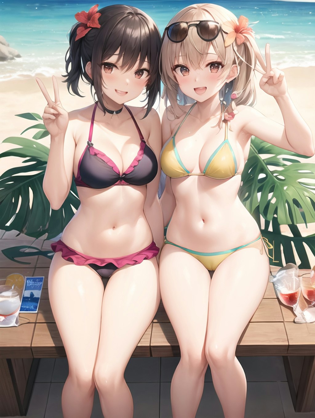 真夏のピースサイン