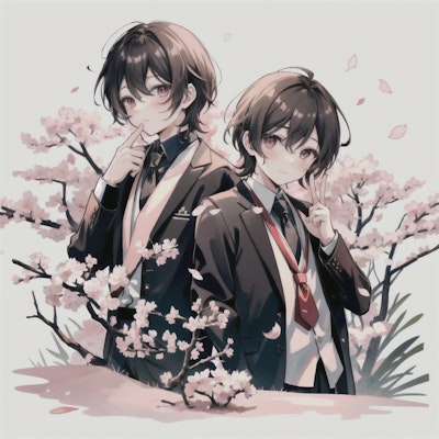 桜と男の子