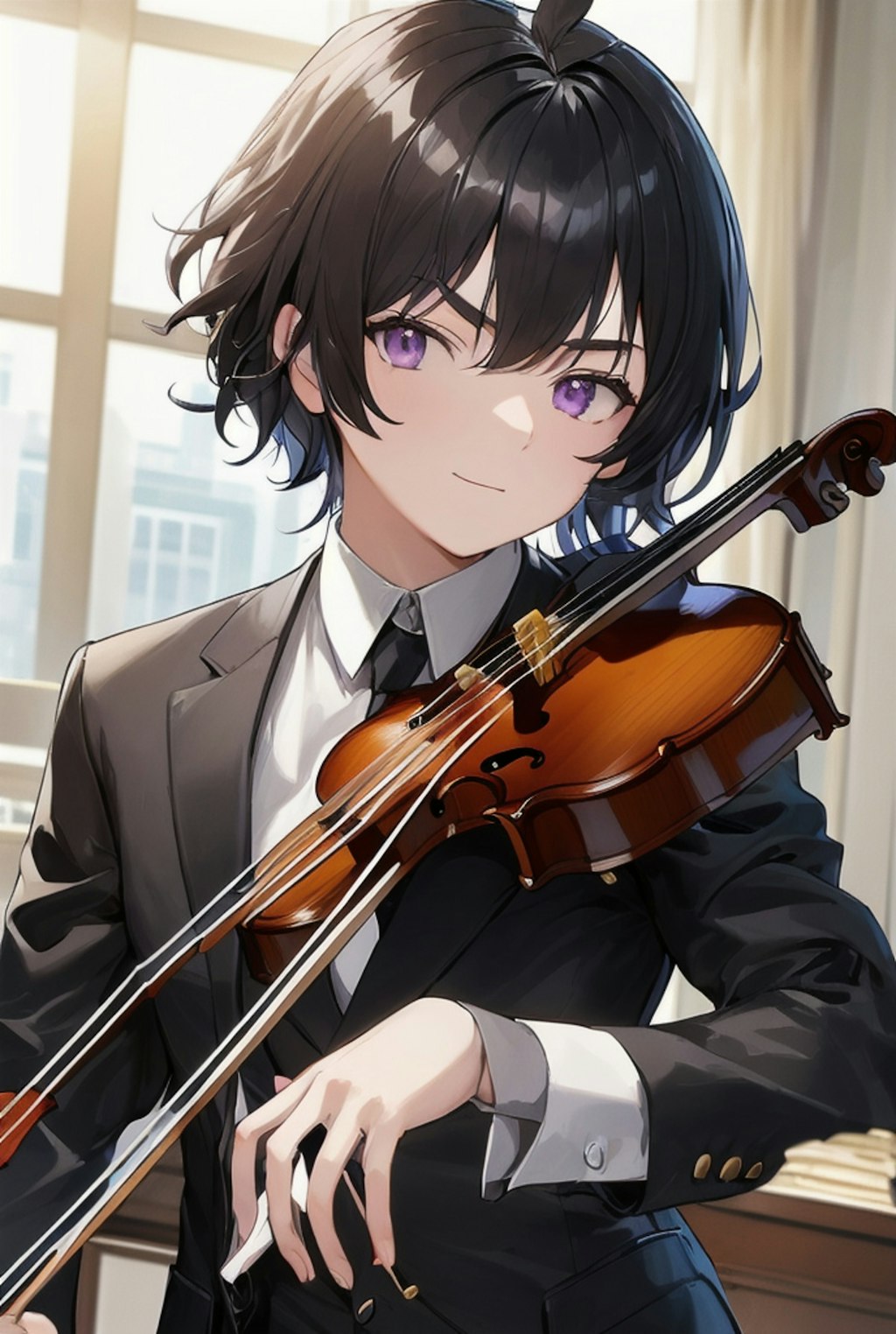 ヴァイオリンを弾く？短髪（主に黒髪短髪）少年（5枚）