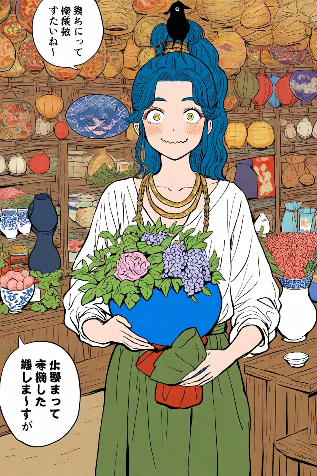 青髪ちゃんと市場