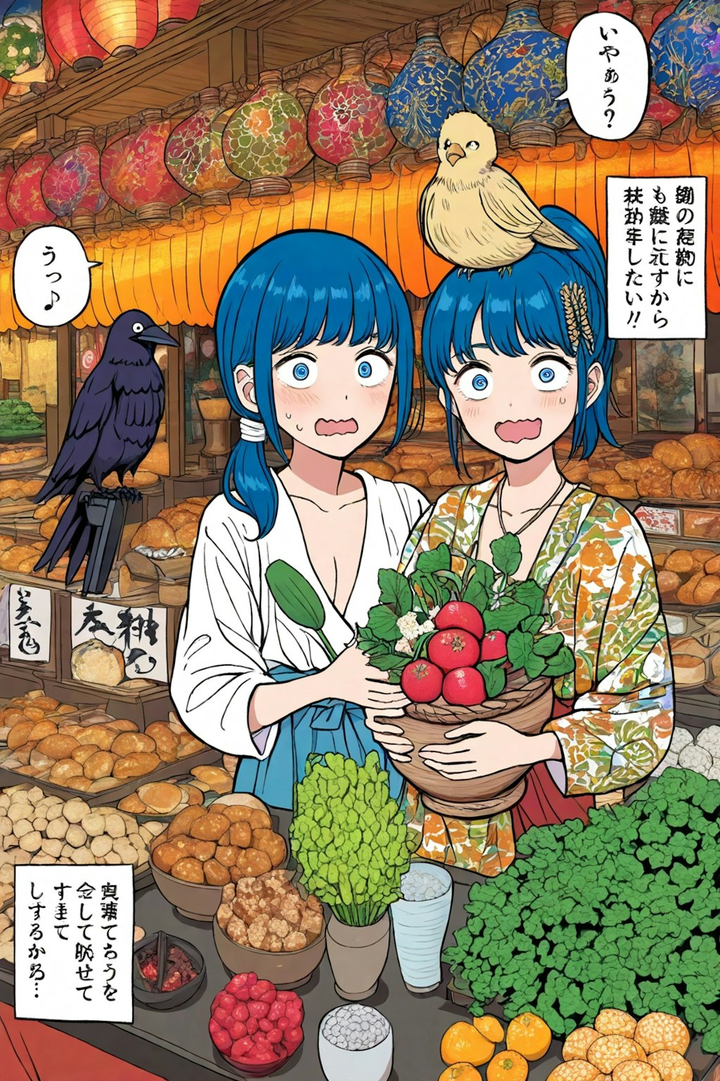 青髪ちゃんと市場