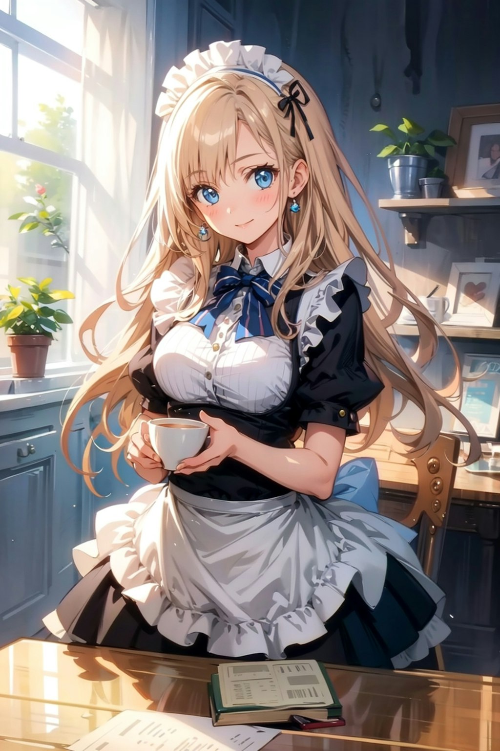 ロングヘアの美少女メイド
