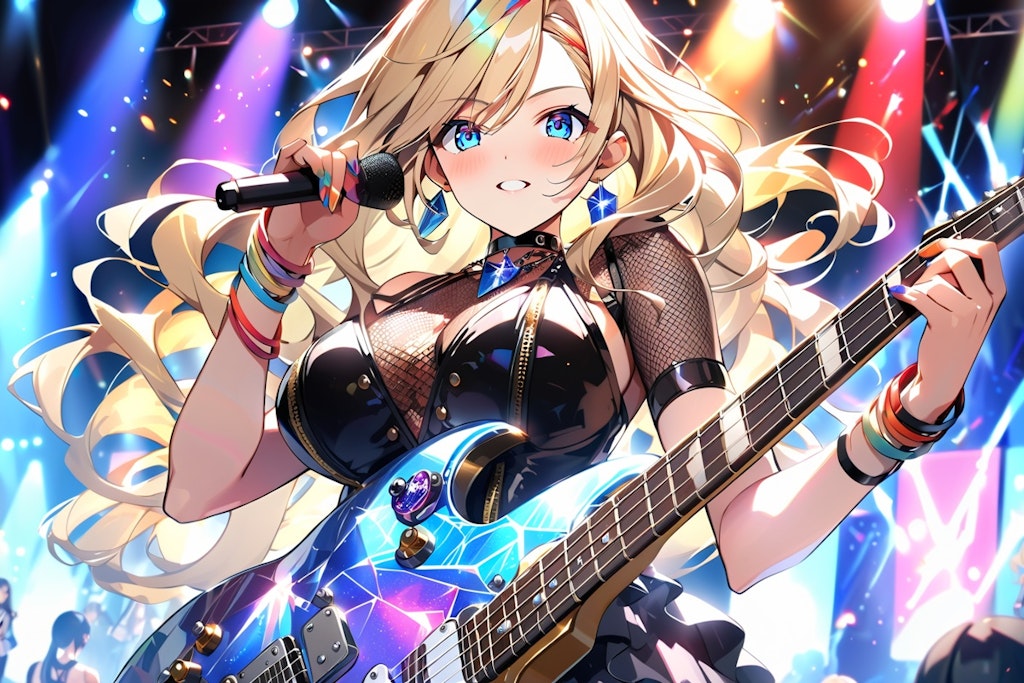 【習作】ライブ中の女性ギタリスト