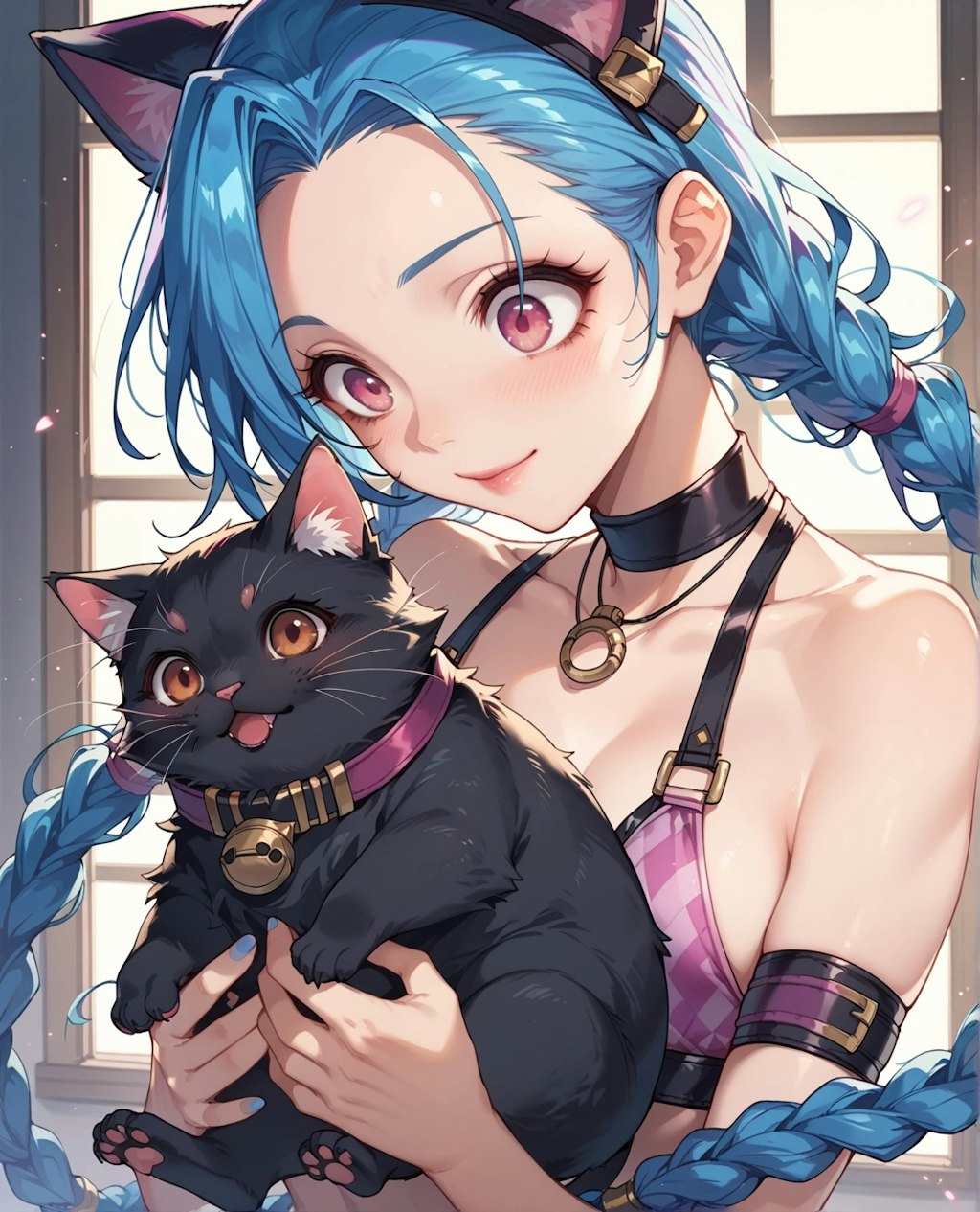 黒猫抱いた女の子