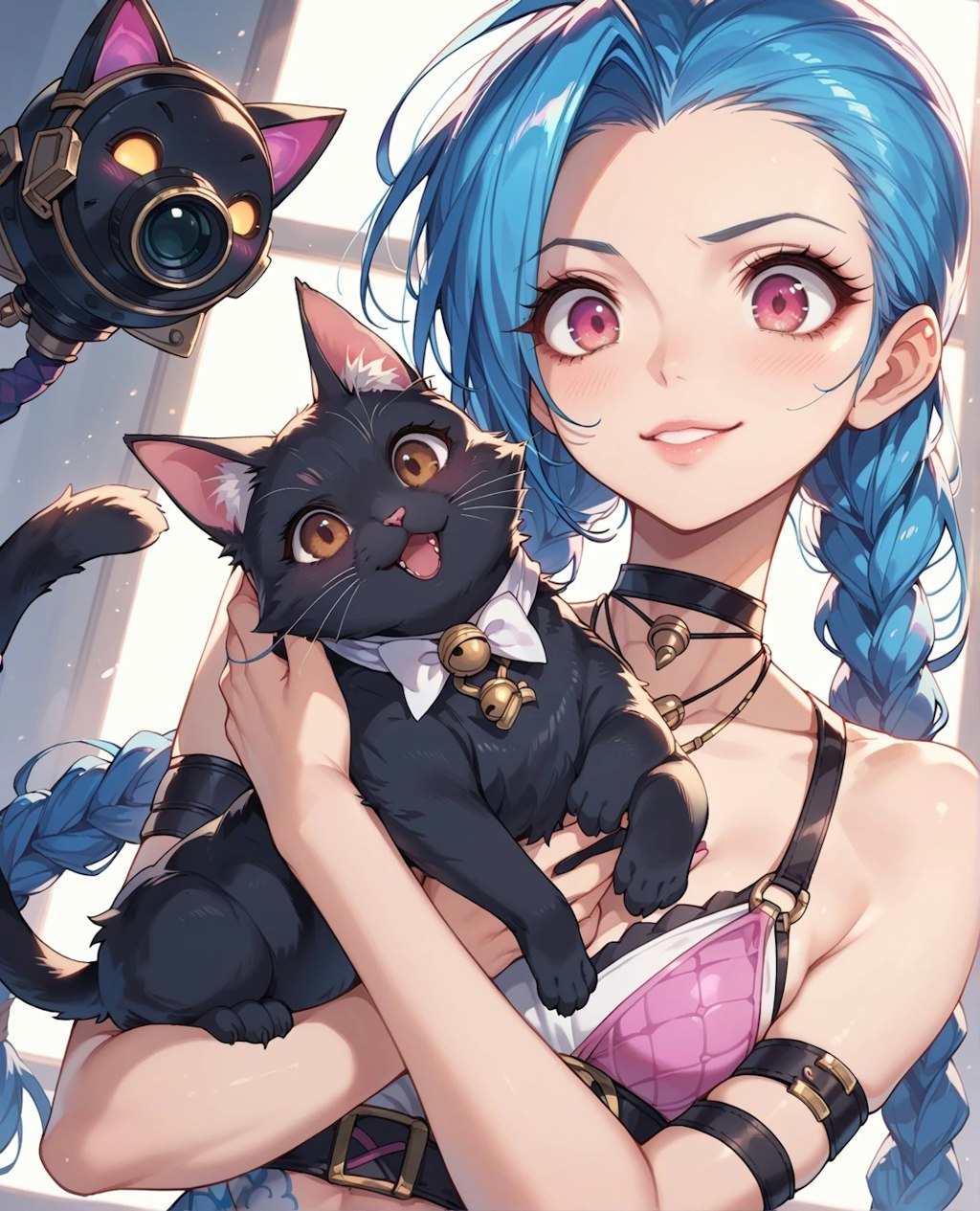 黒猫抱いた女の子