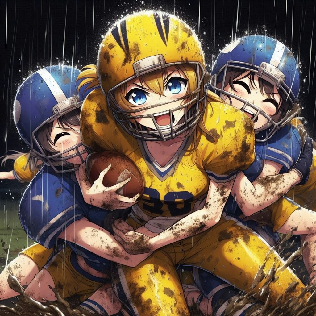 🏈泥まみれの女子アメフト 104