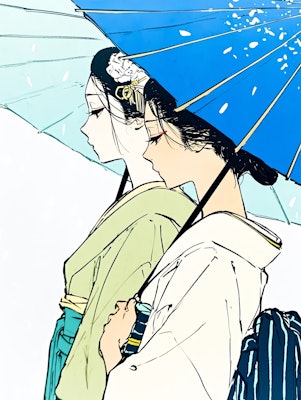 和傘の二人