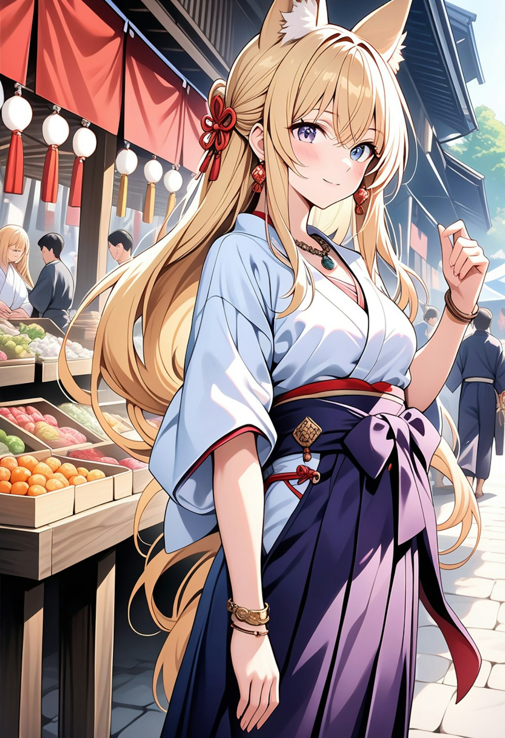 狐巫女さん市場に行く