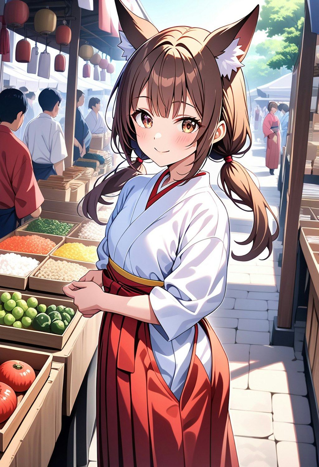 狐巫女さん市場に行く