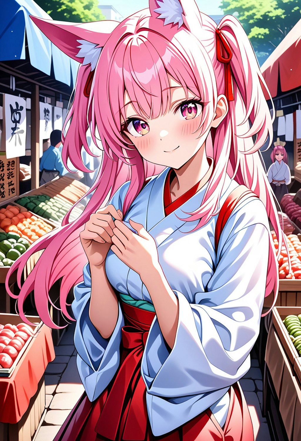 狐巫女さん市場に行く