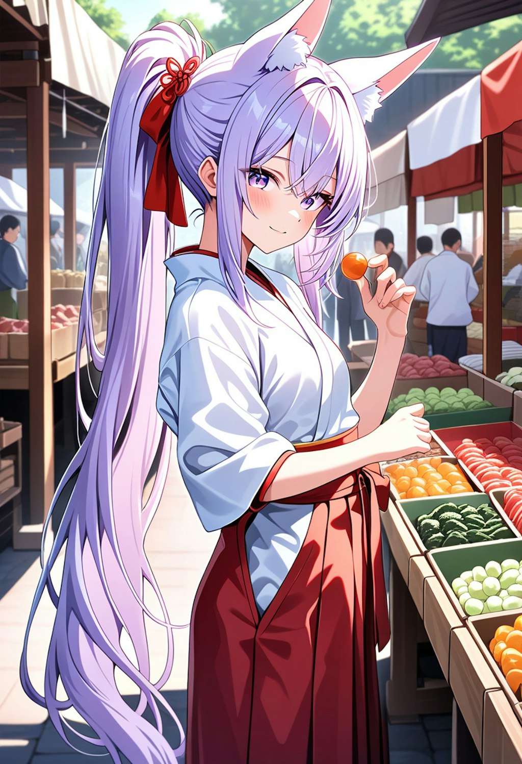 狐巫女さん市場に行く