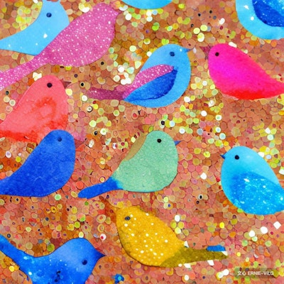 Birds in confetti