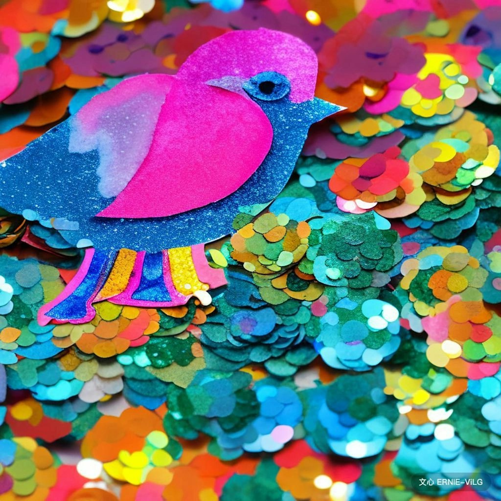 Birds in confetti