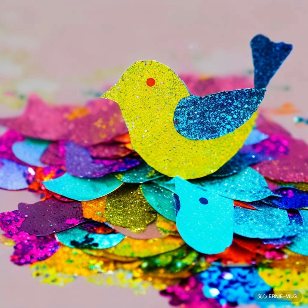 Birds in confetti